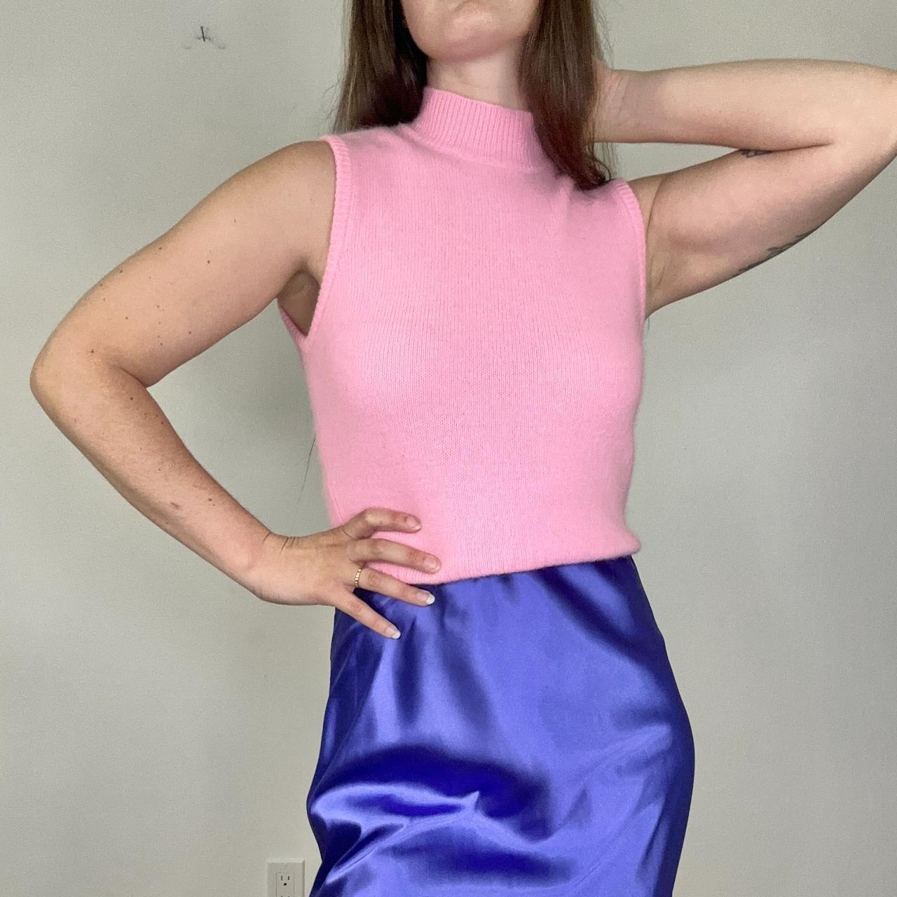 Pink sleeveless turtleneck best sale