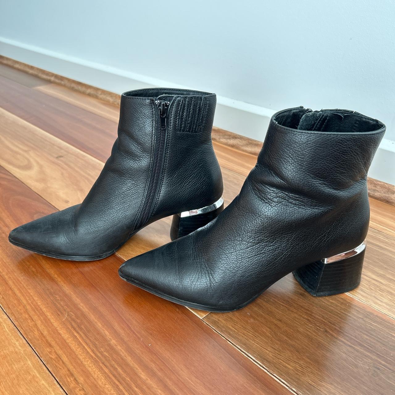 Black ankle boots from jo mercer with silver... Depop