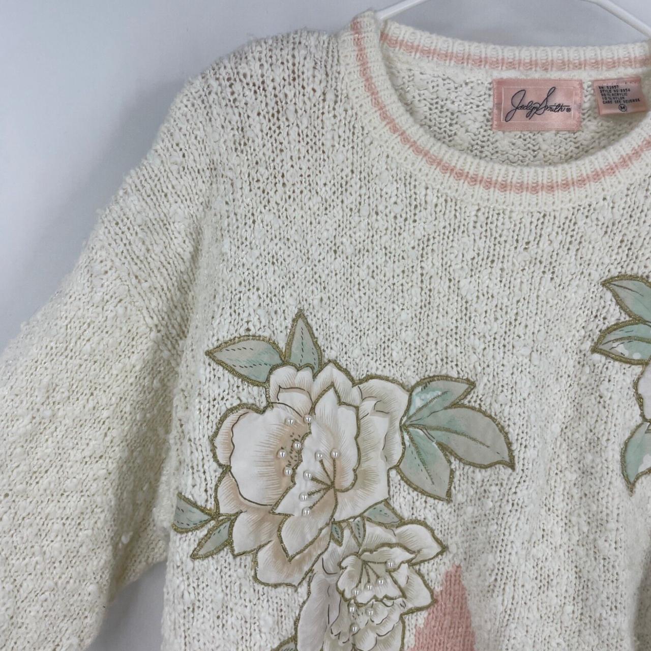 Women's Cream and Pink Jumper | Depop