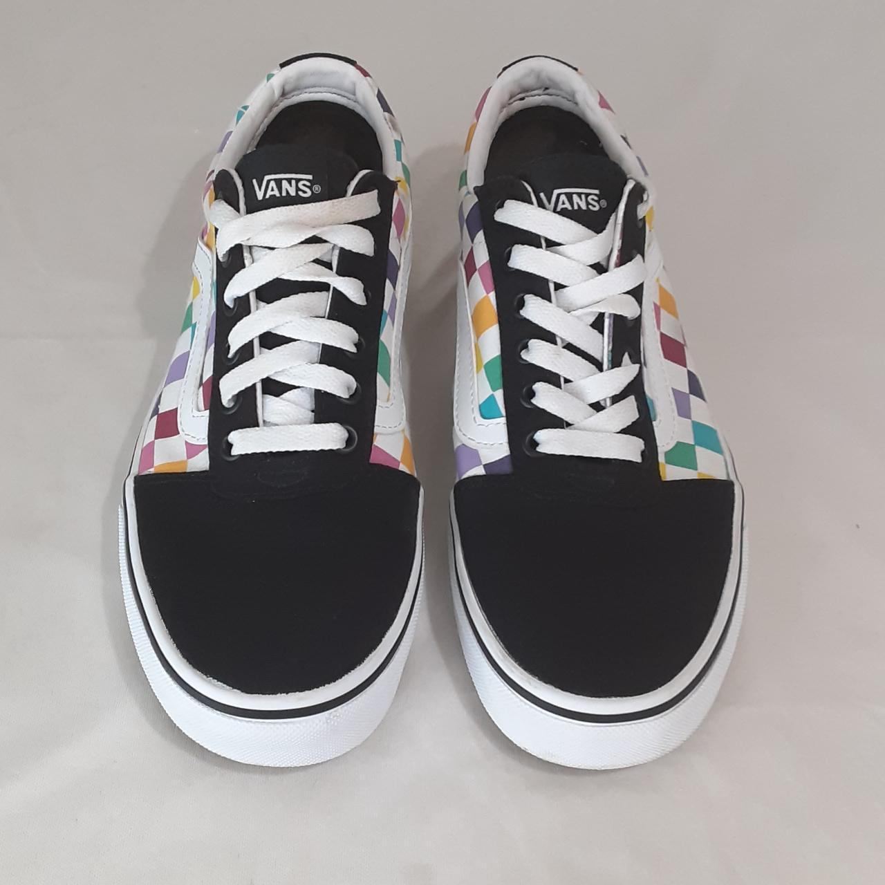 Multi old skool shop rainbow checker trainers