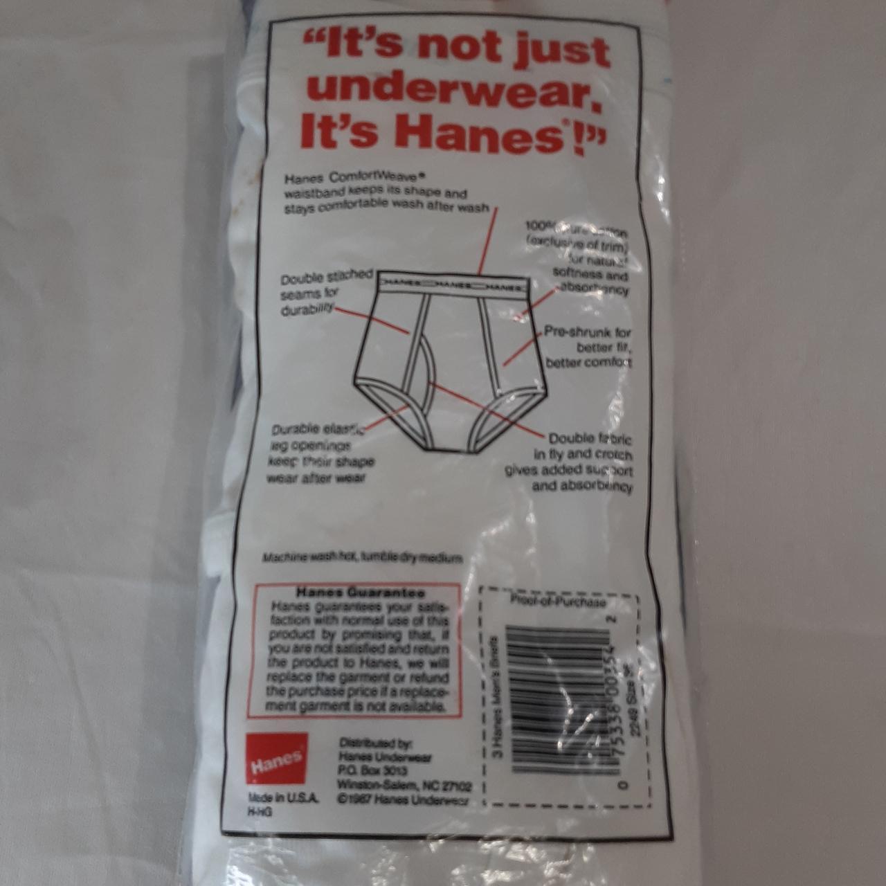 Vintage 1987 Hanes Men's Briefs White Underwear 3 - Depop
