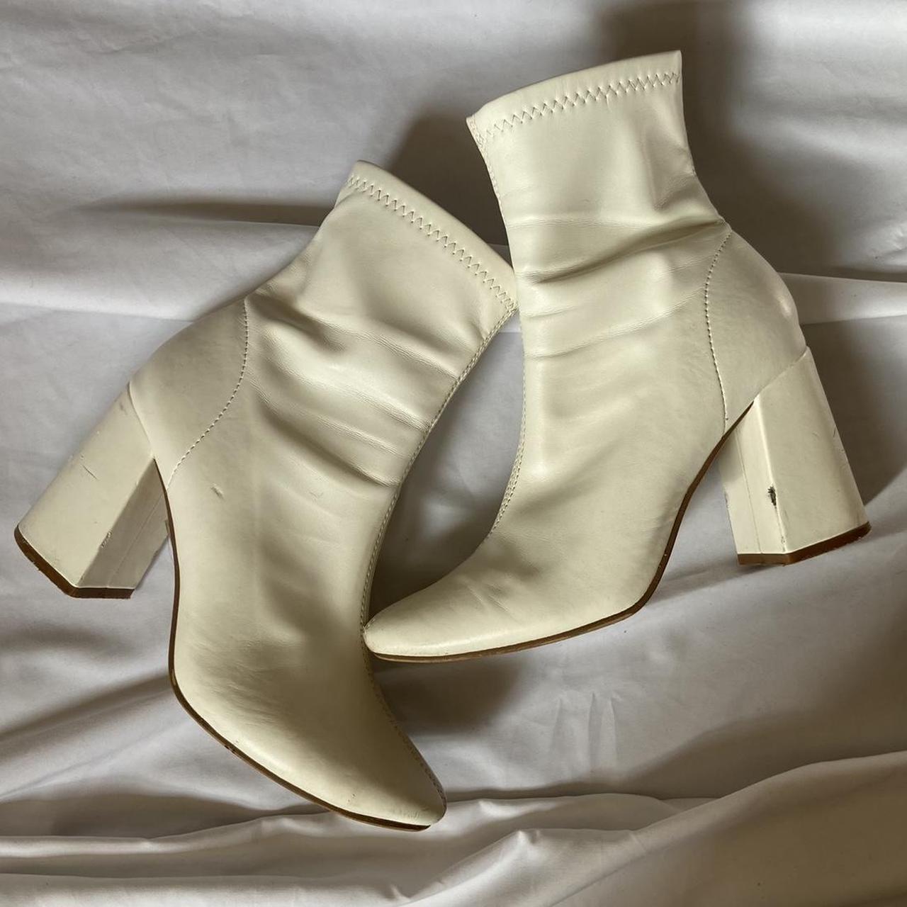 Women's White and Cream Boots Depop