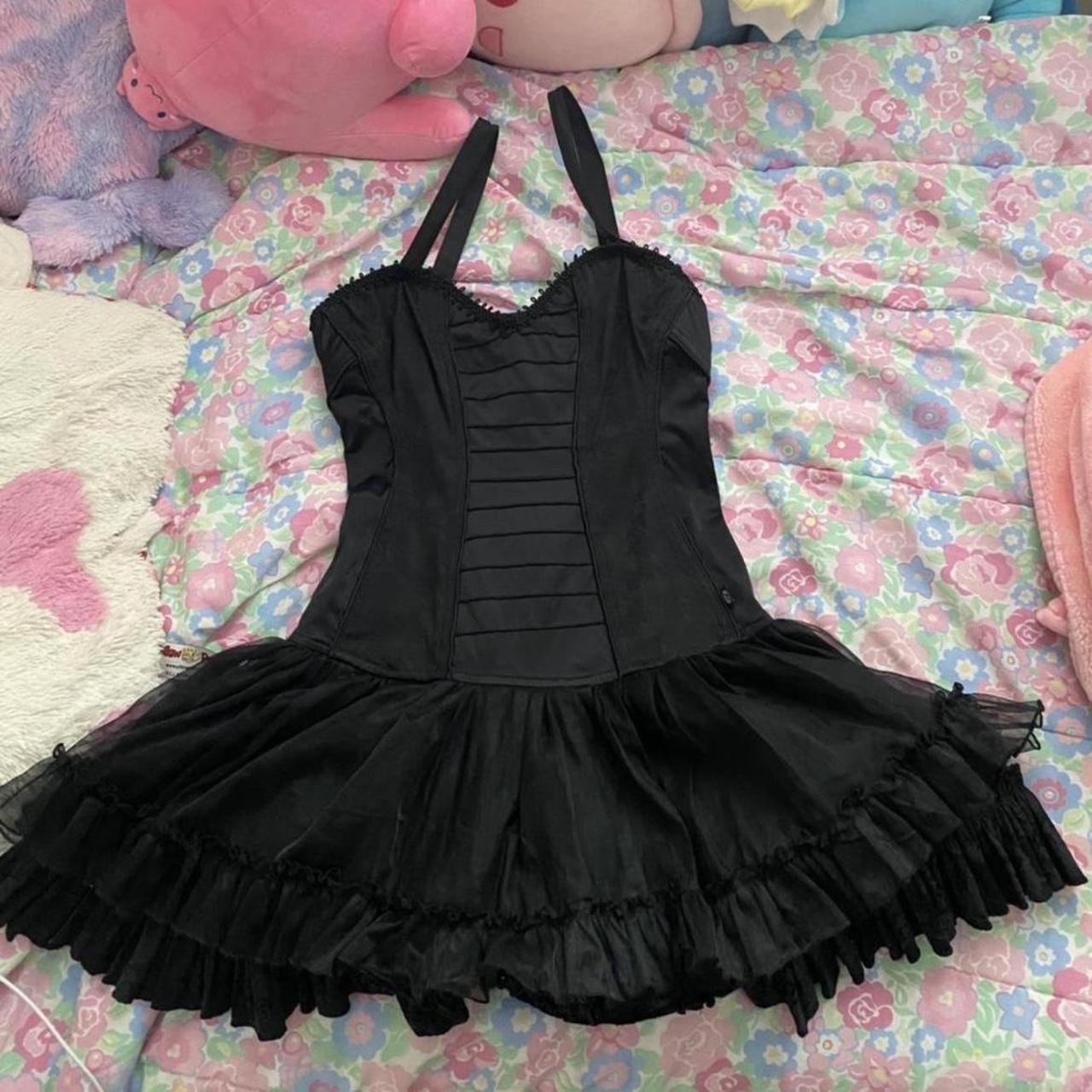 Tripp nyc black barcode corset tutu dress with black... - Depop