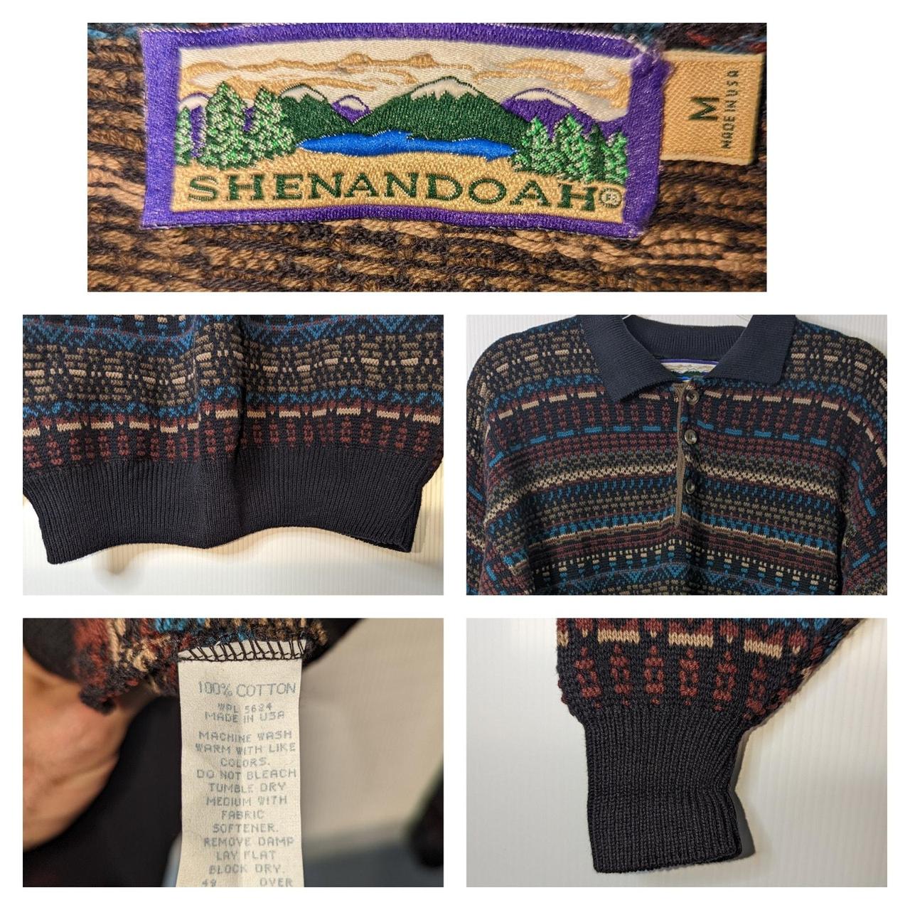 Vintage 80's Shenandoah Dad Sweater Cotton Heavily Patterned selling Polo Collar