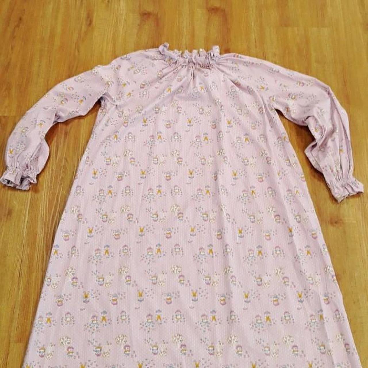 Vtg 70's shops Purple Raggedy Ann Print Maxi Dress - Ruffle Collar