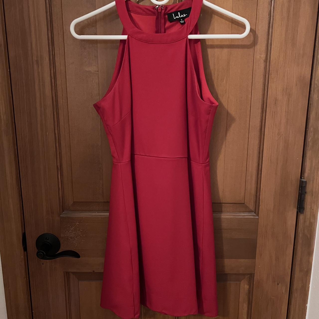 Lulus Red Halter Neck Dress, Size S - Depop