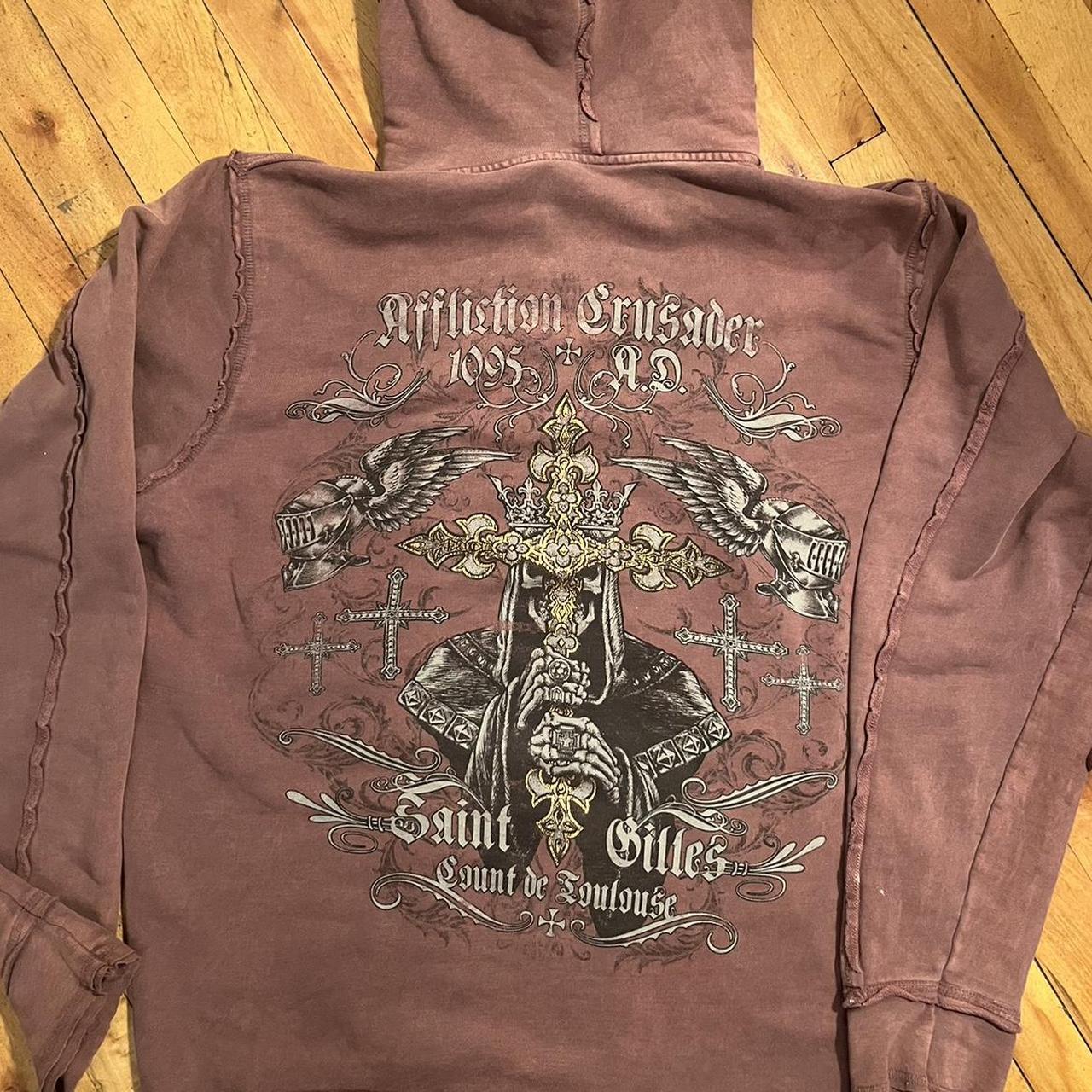 INSANE AFFLICTION PINK HOODIE WITH REFLECTIVE Depop