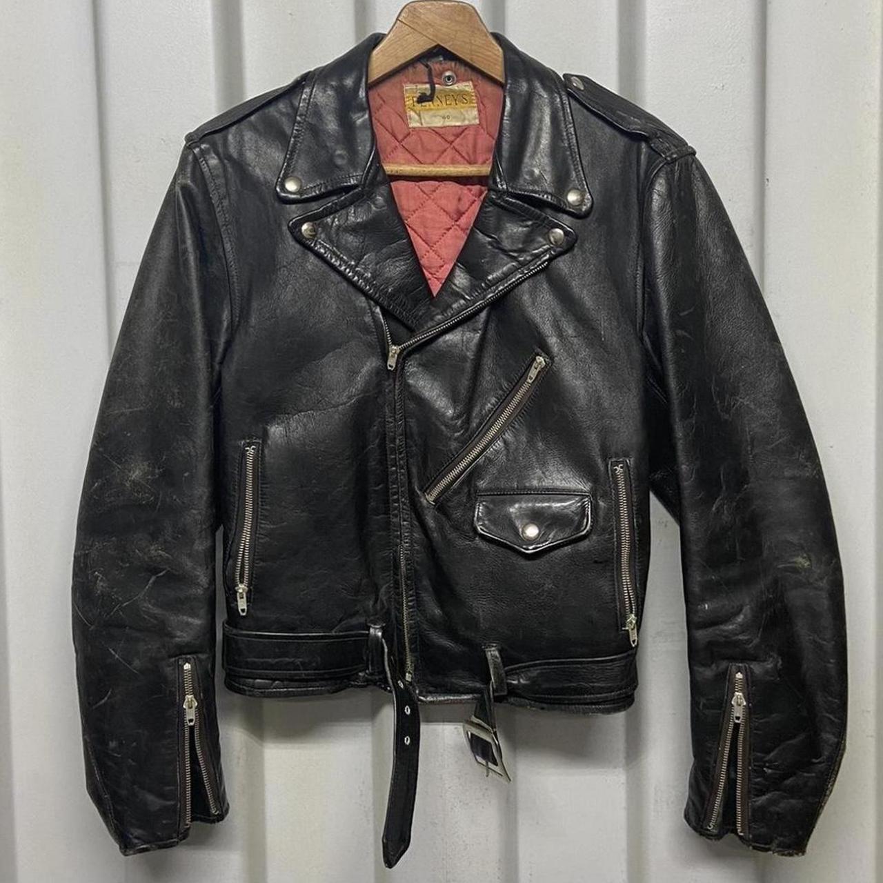 1950s jC Penney’s horse hide motorcycle biker jacket... - Depop