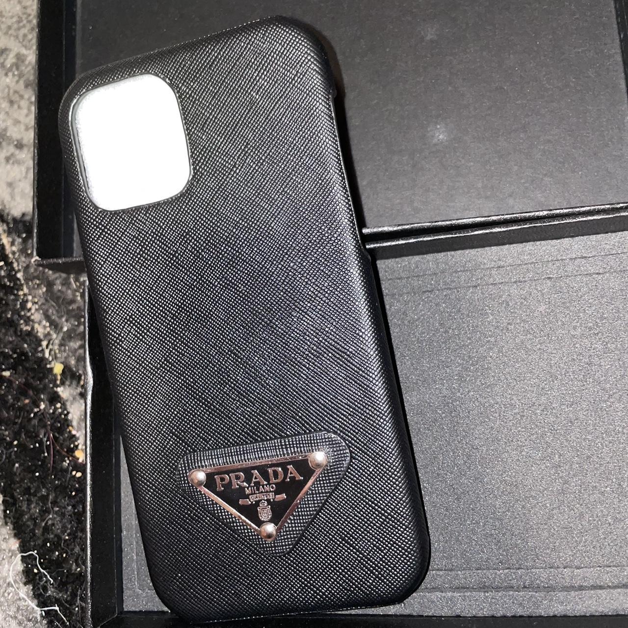 Prada Black and Silver Phonecases Depop