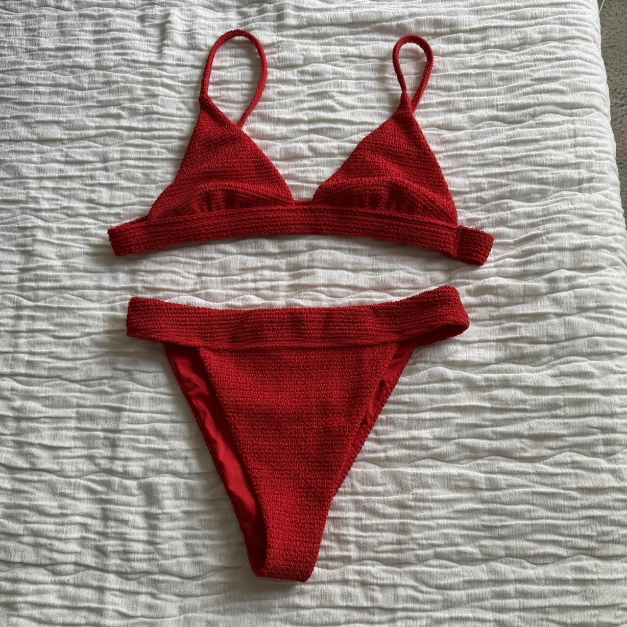 Red pacsun swimsuit Top size Large(I’m a 32D and... - Depop