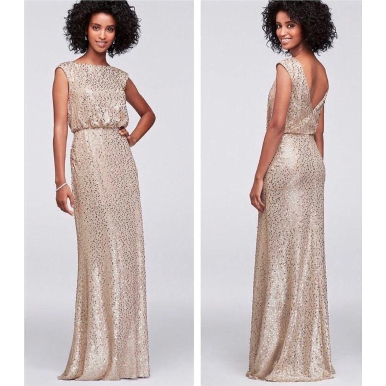 David's bridal gold outlet sequin bridesmaid dress