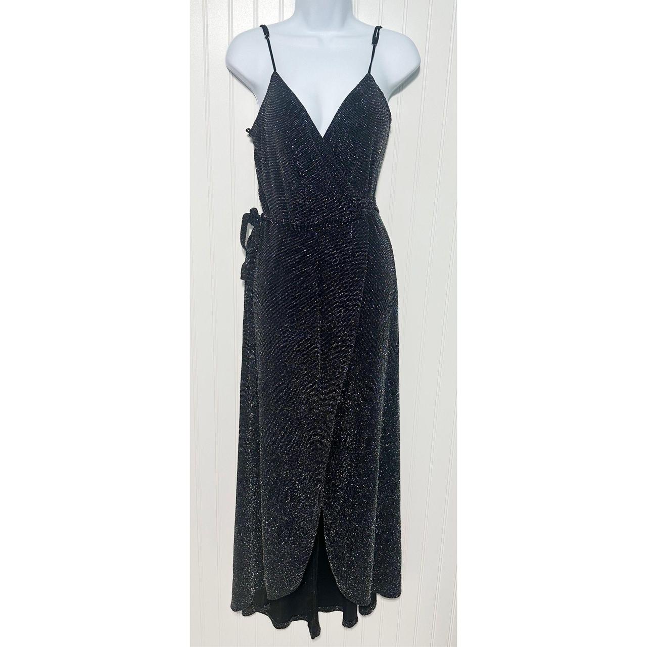 Celestial black and silver 2024 wrap maxi dress lulus