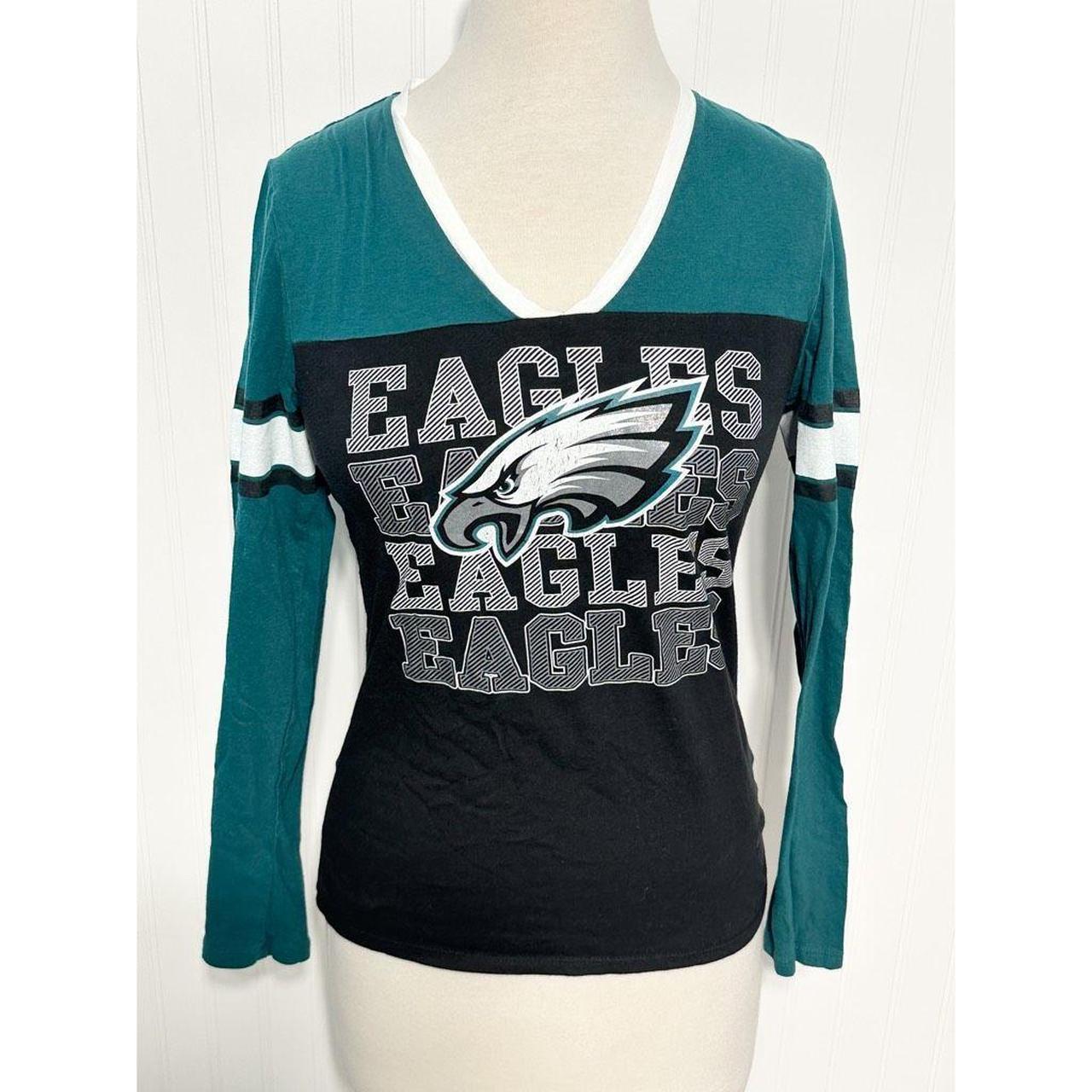 NFL Team Apparel Women's Eagles Screen Print T-Shirt... - Depop