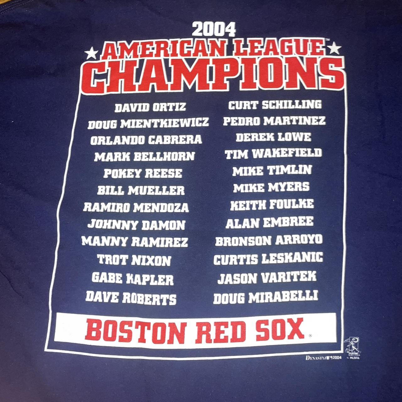 BOSTON RED SOX WORLD SERIES CHAMPIONS 2004 MLB BASEBALL ROSTER TSHIRT XXL