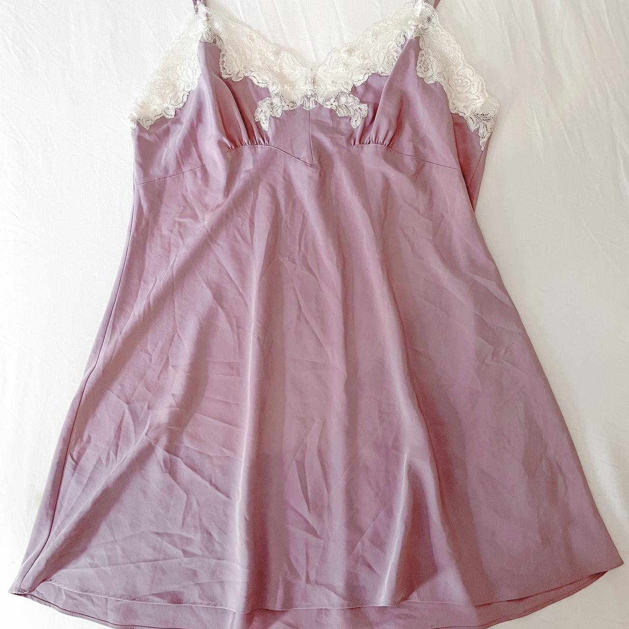 beautiful muted purple slip with white lace and... - Depop