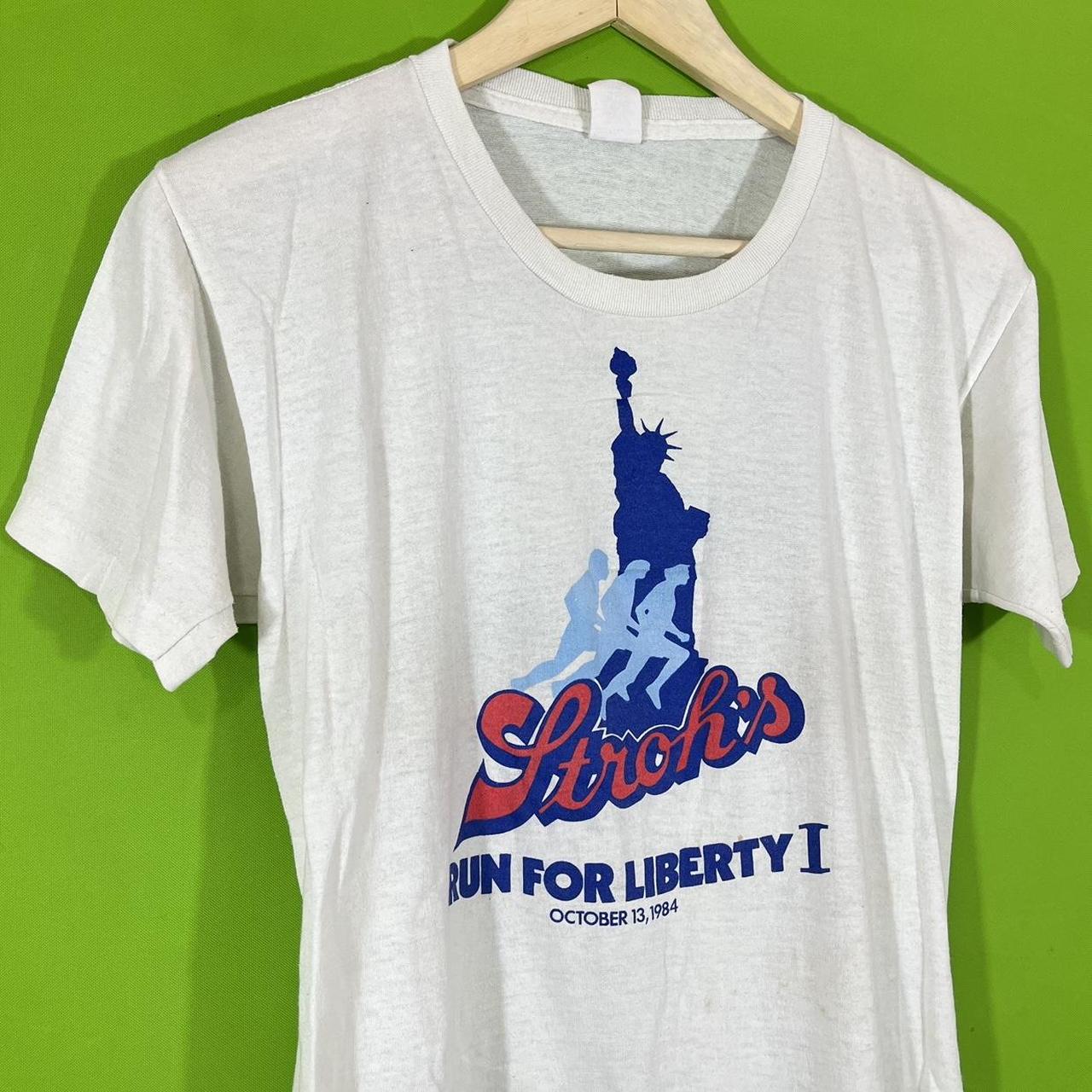 L 1984 Stroh’s Run for Liberty Tee Shirt wear... - Depop