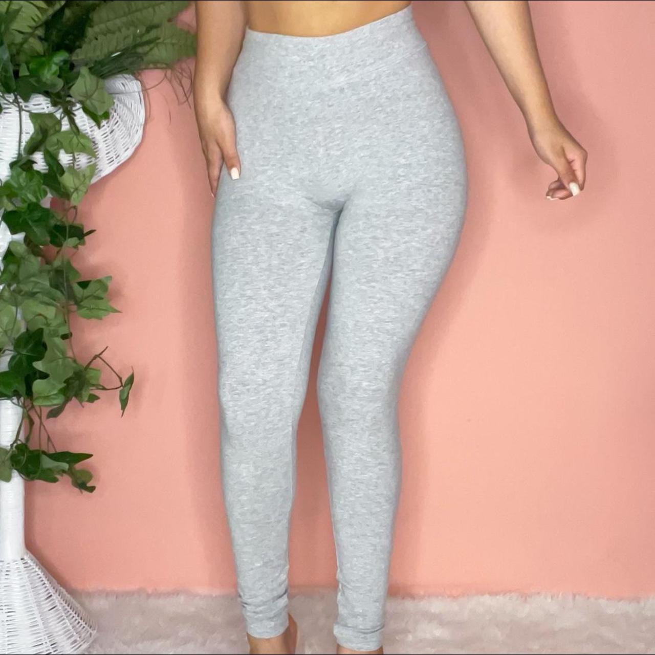 Solid High Waist Leggings Color Heather Grey Size Depop