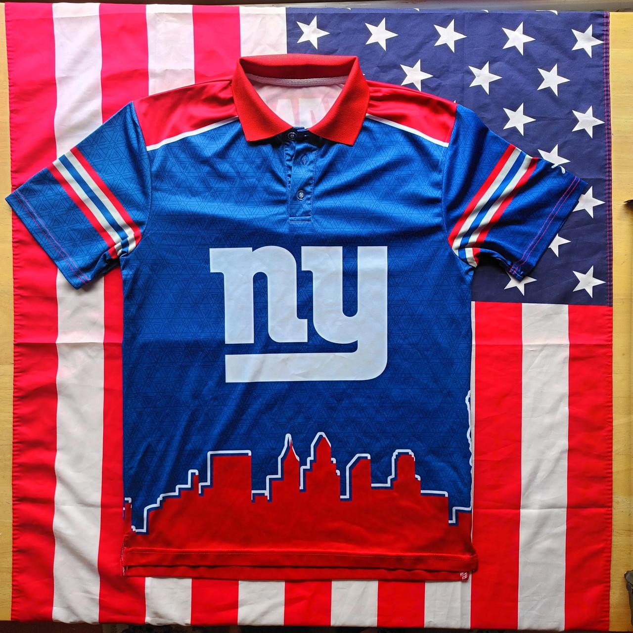 Blue NFL NY Giants Long Sleeve Shirt Size: Large - Depop