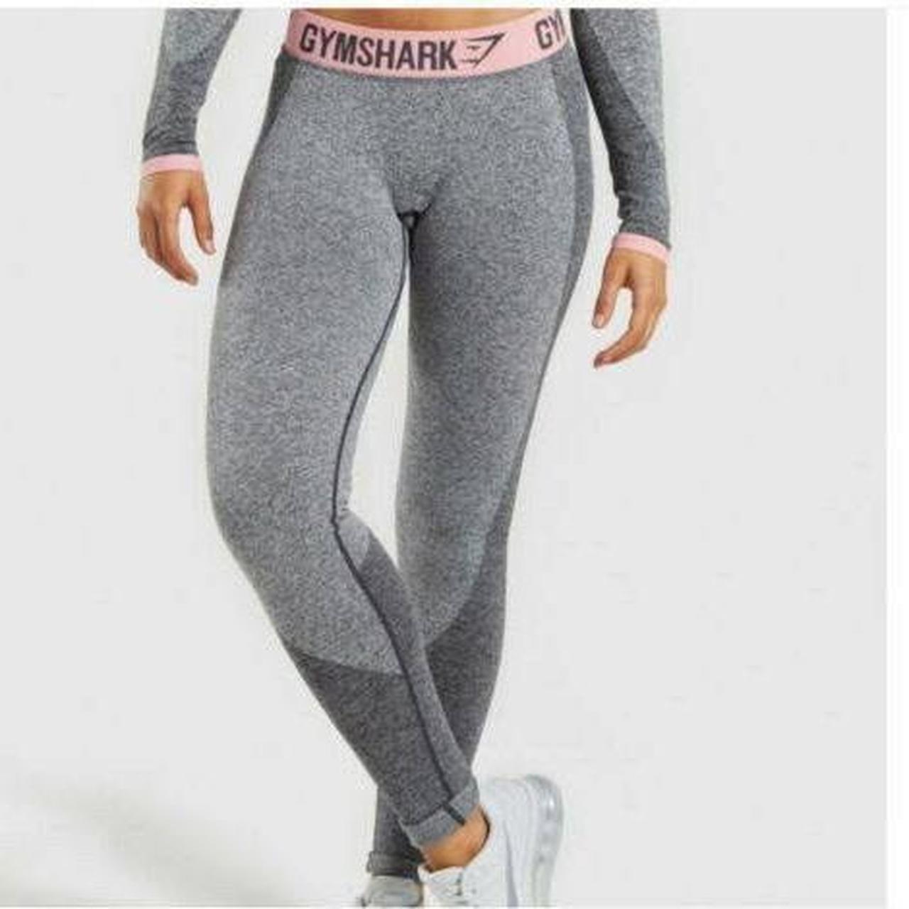 Gymshark grey marle leggings with pink band Depop