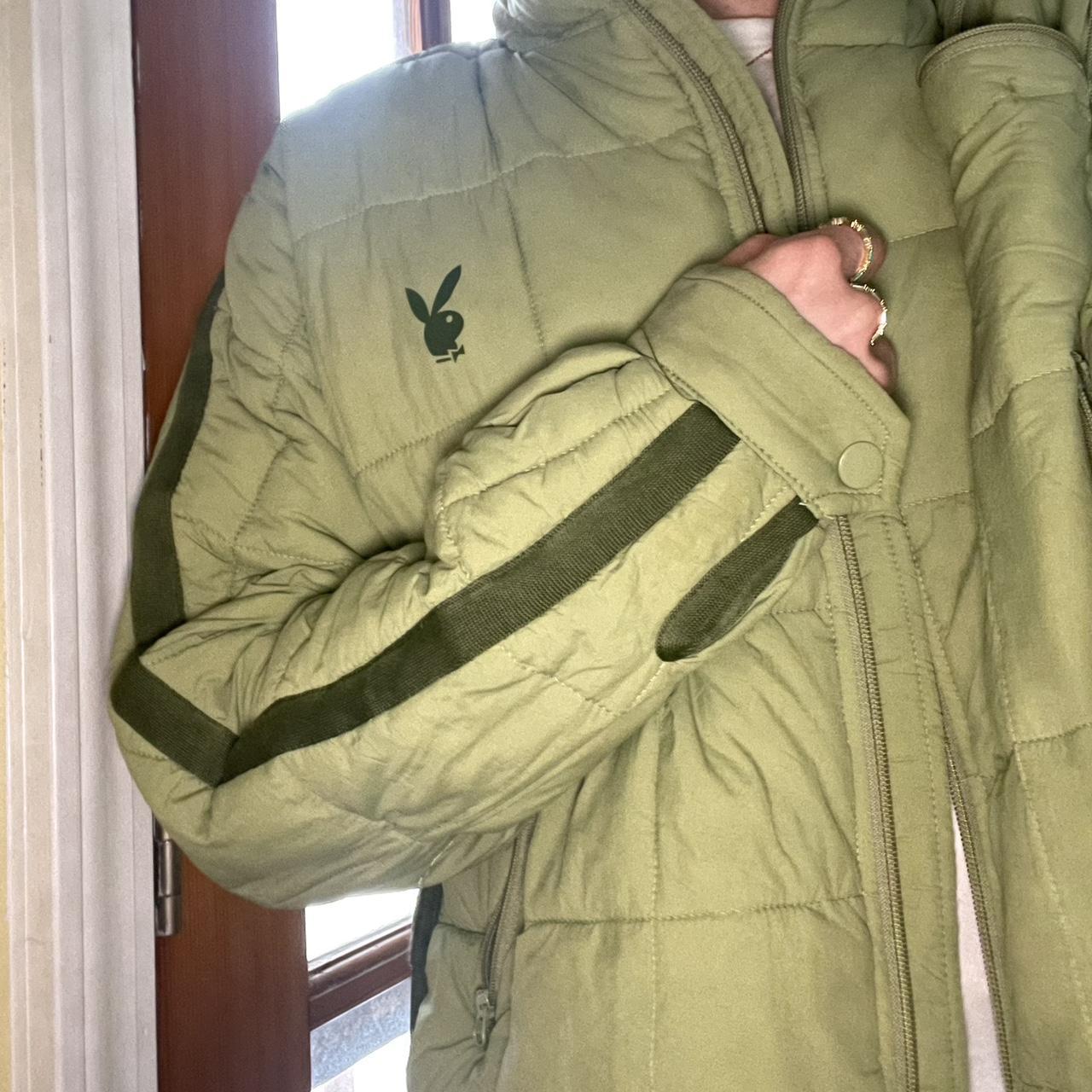 Playboy Women's Green and Khaki Jacket | Depop