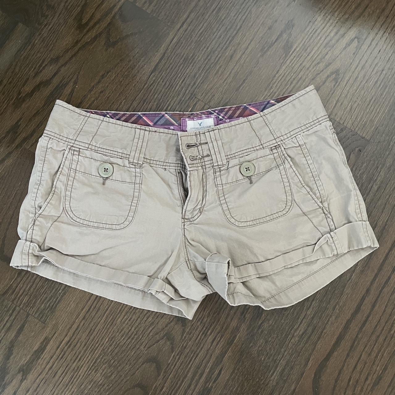 low waisted khaki shorts from american eagle Depop