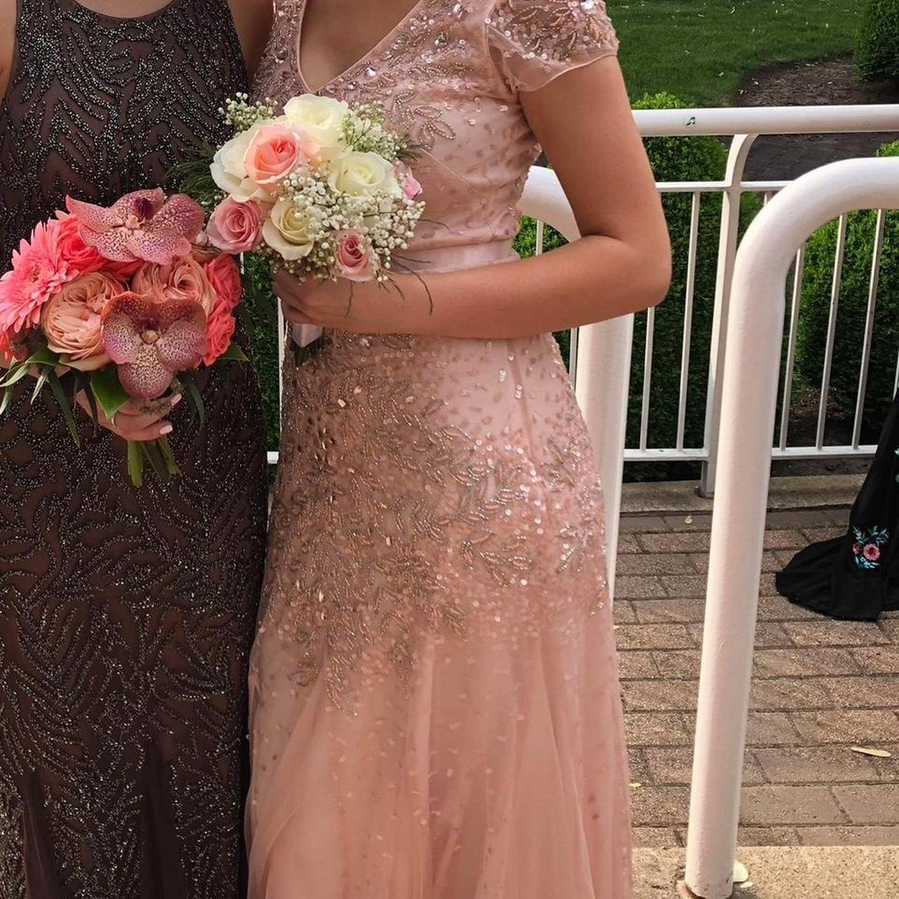 light pink adrianna papell evening prom dress