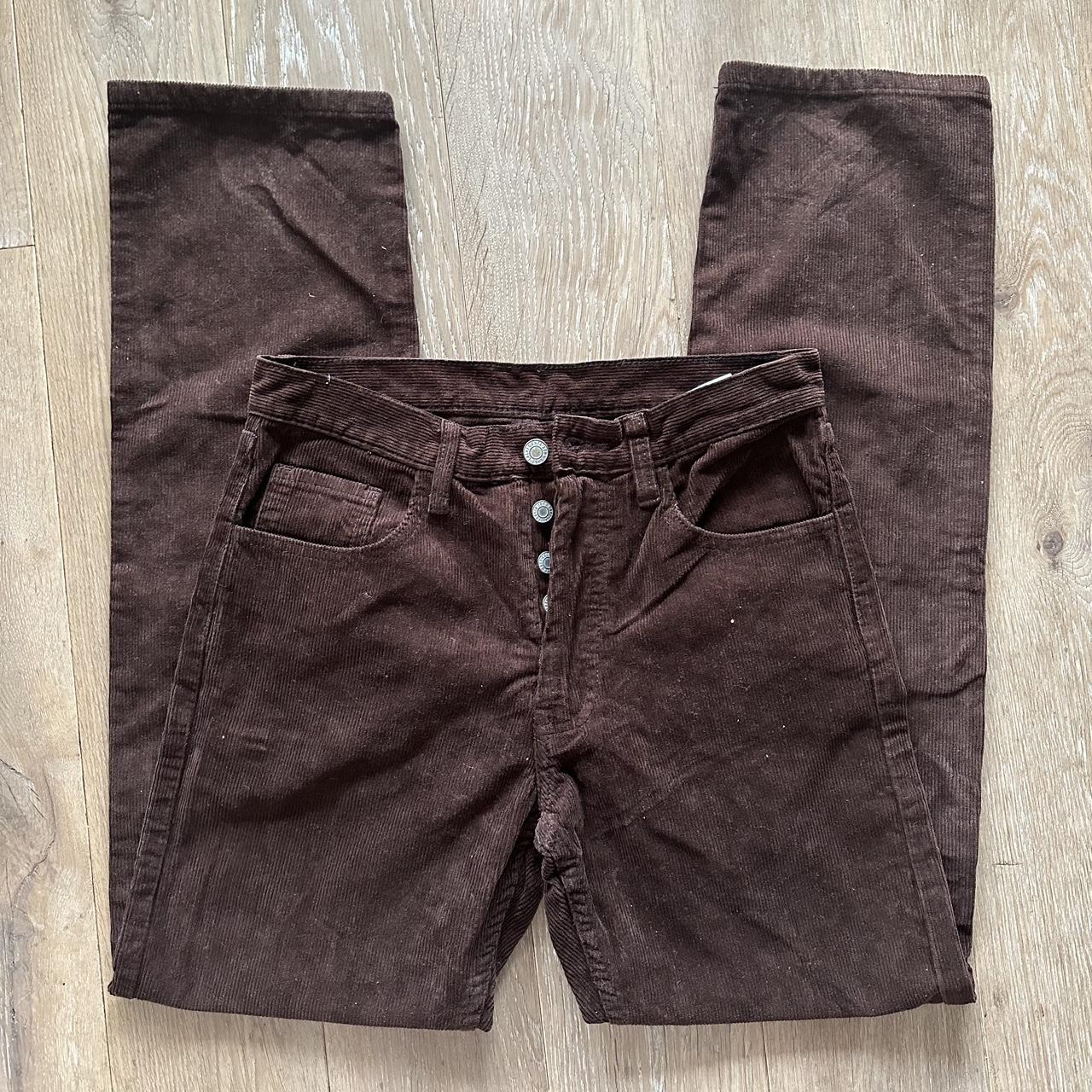 Brown Mid Rise Corduroy Pants