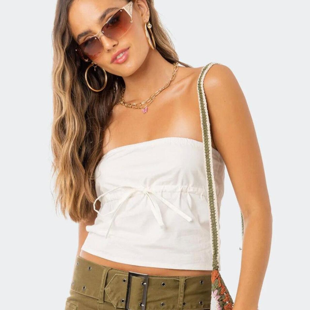 Brandy Melville RARE PLAID KINSLEY TUBE TOP Gray - $25 - From Sweetheart