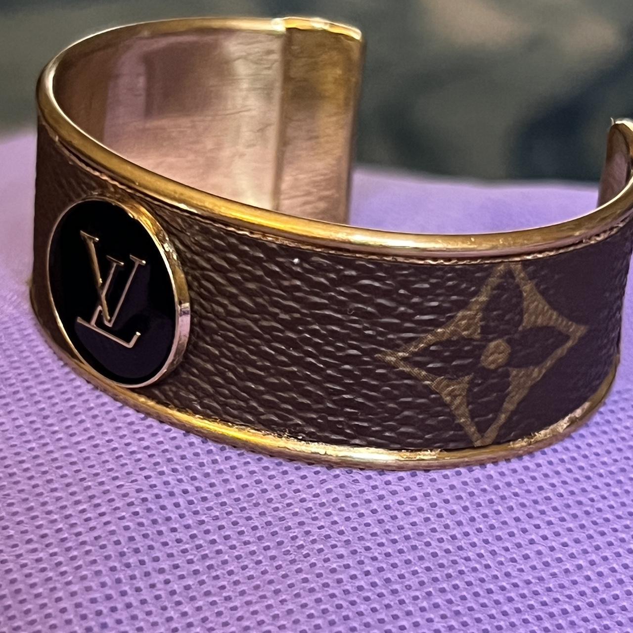 Recycled Louis Vuitton Leather and Hardware Cuff - Depop
