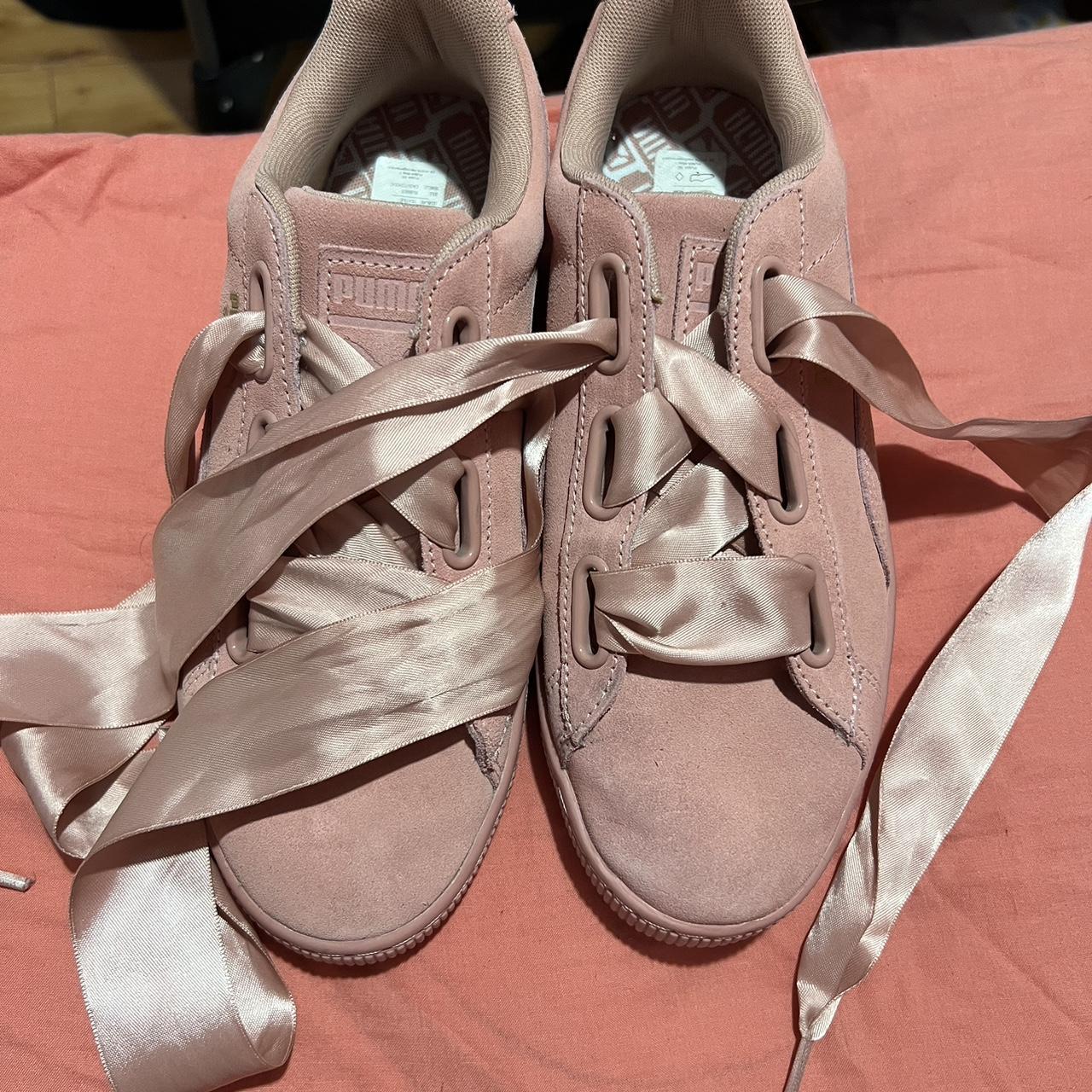 Pink puma sales with ribbon laces