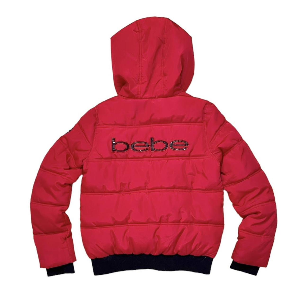Bebe Puffer Coat Jacket Red with black Depop