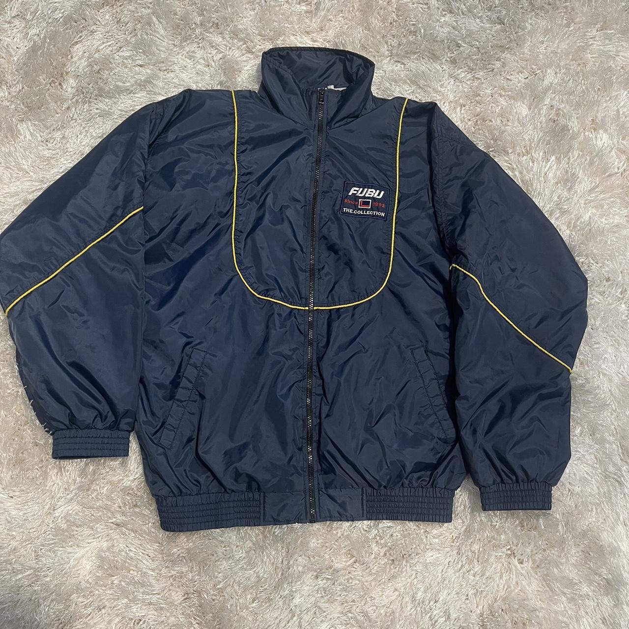 FUBU Men's Navy and Yellow Jacket | Depop