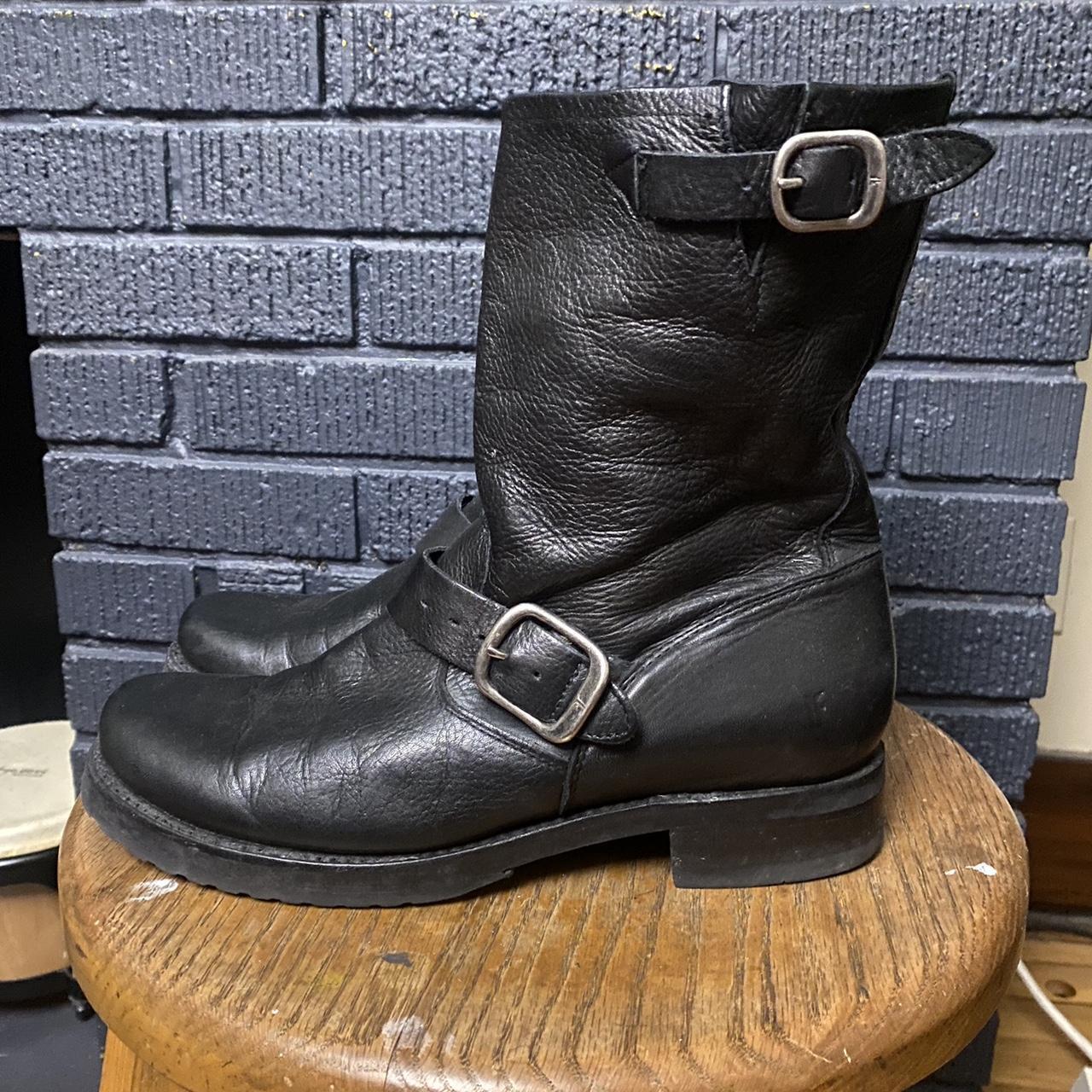 Frye boots- veronica short boot black leather pre... - Depop