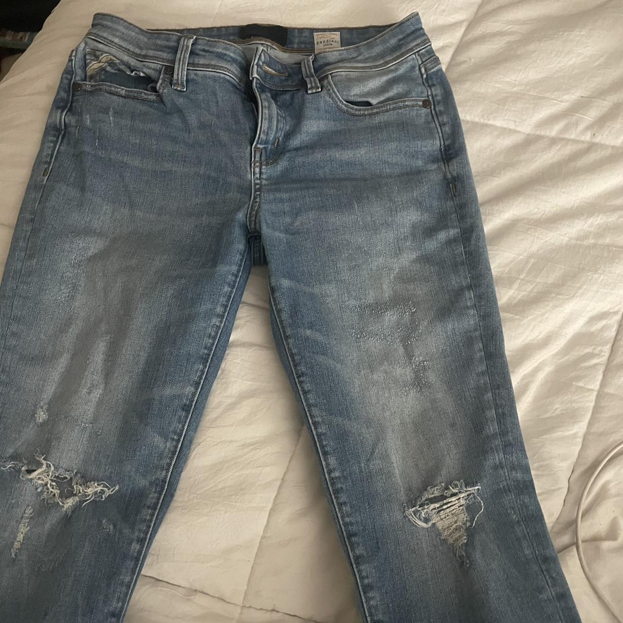 vintage ripped blue jeans size 27 no damage good... - Depop