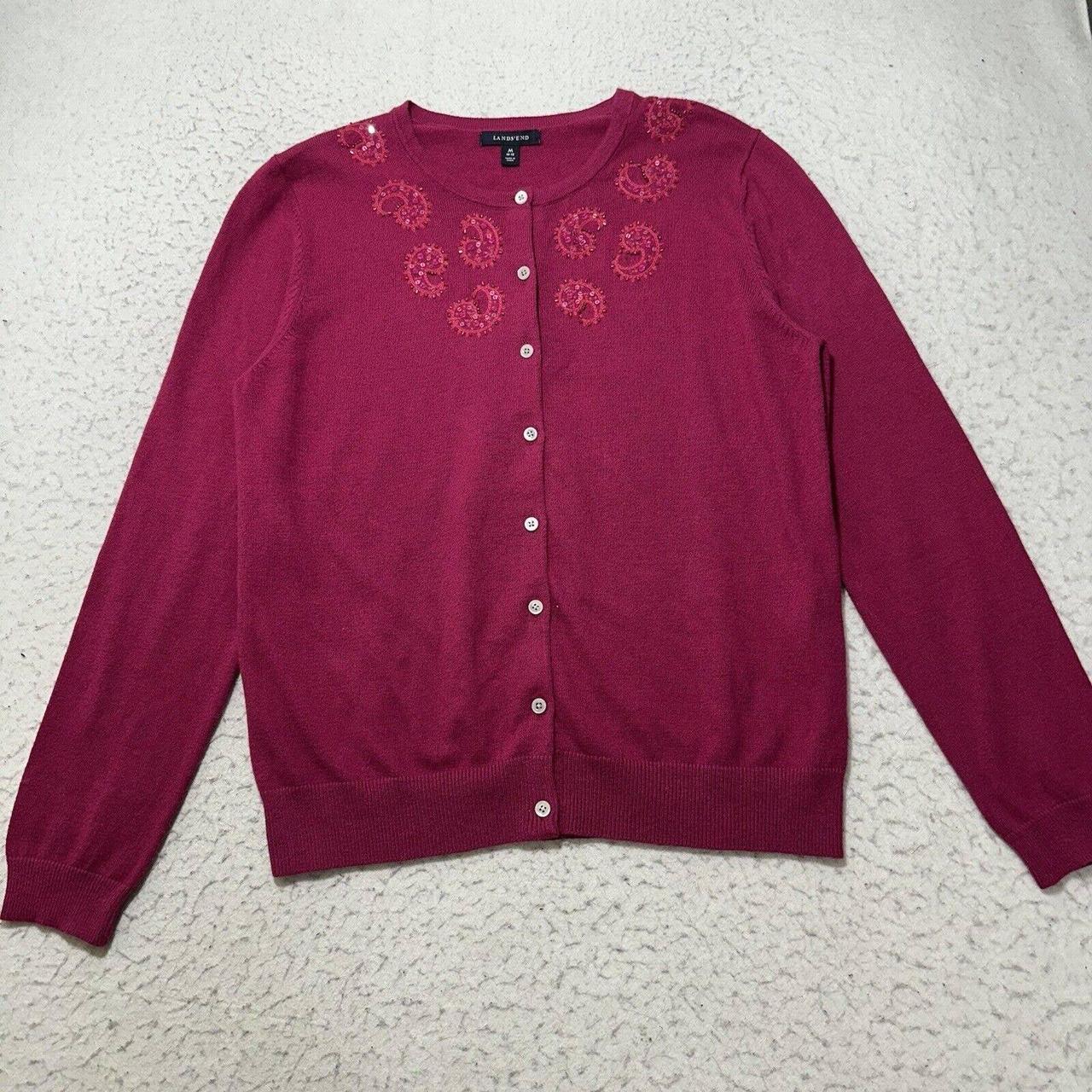 Great condition Lands' End button up cardigan knit... Depop