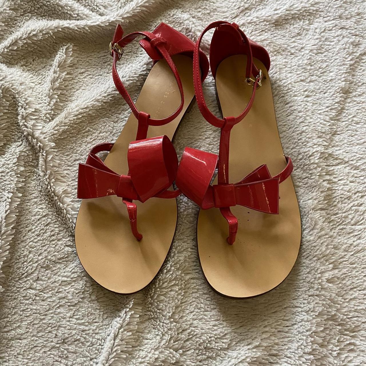 Charles & Keith Women's Red and Tan Sandals | Depop