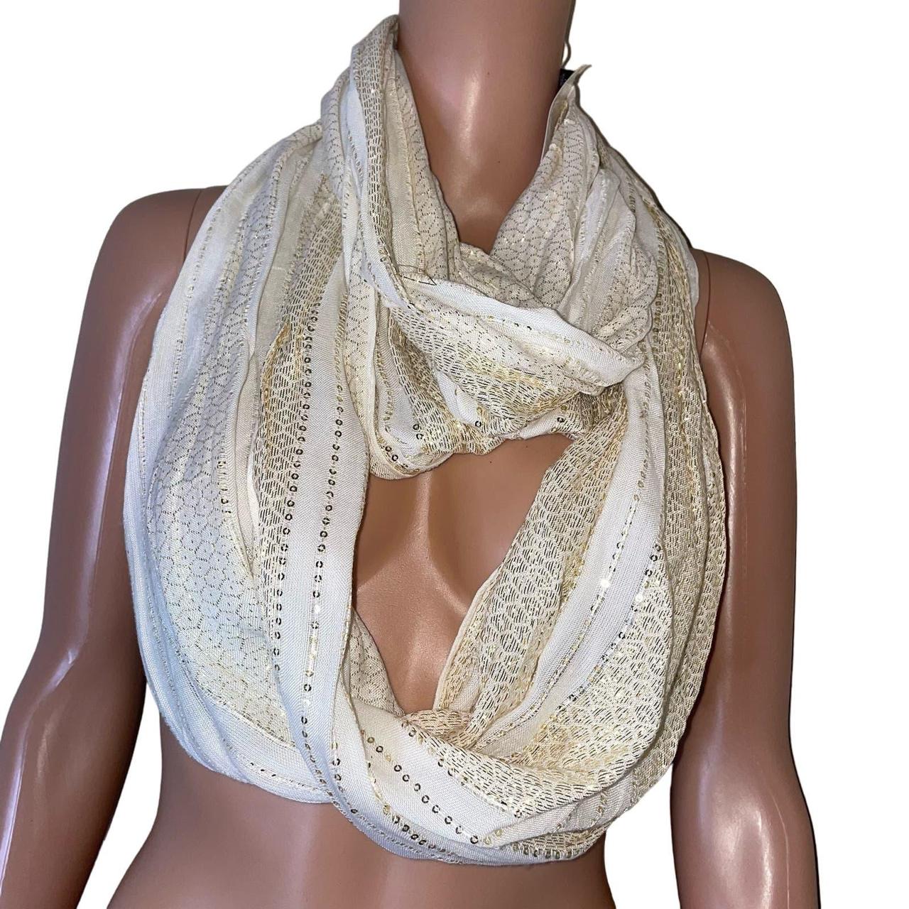 Sheer Shawl Jcpenney Womens Shawls Infinity Scarf Ivory Gold NEW