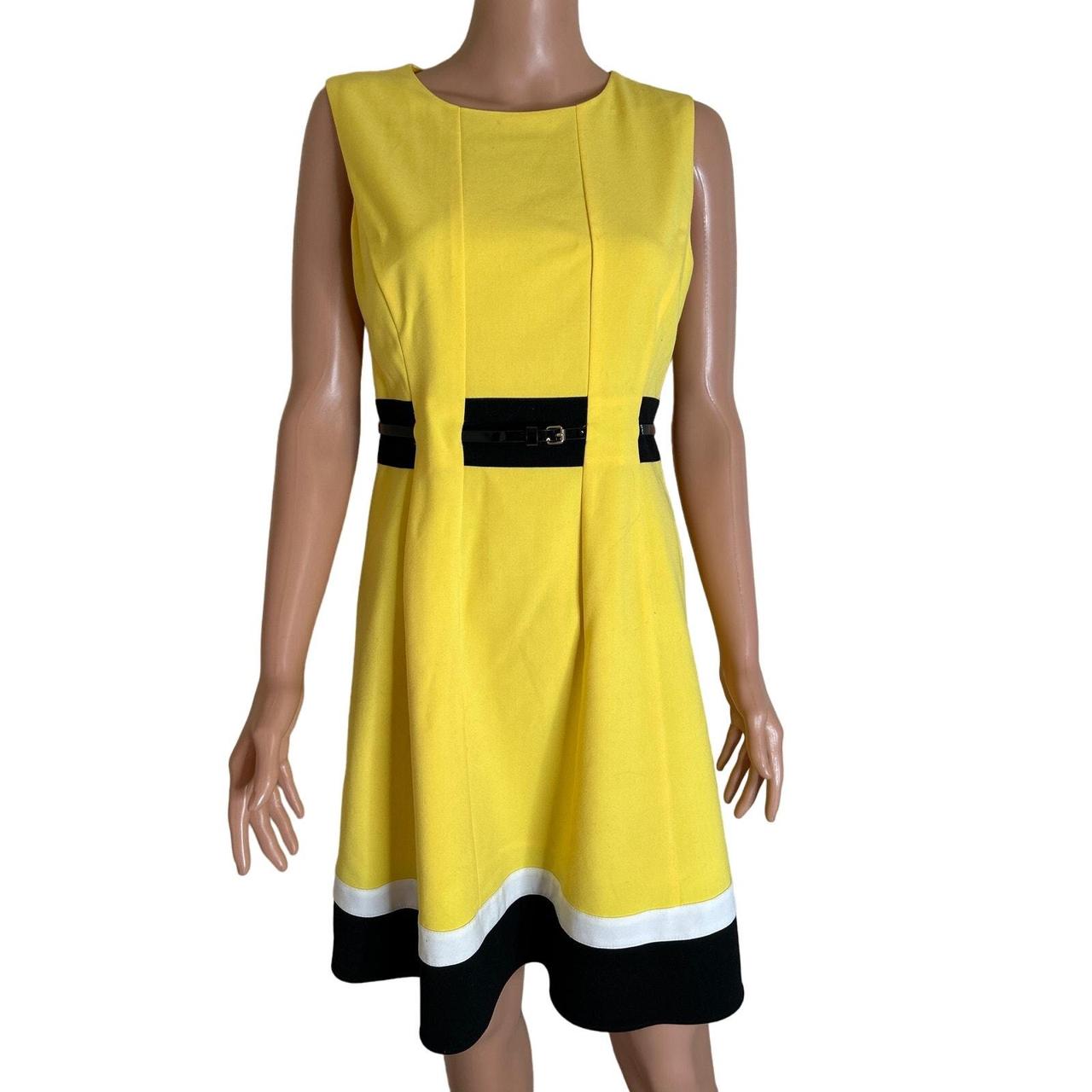 Yellow dress with black orders belt