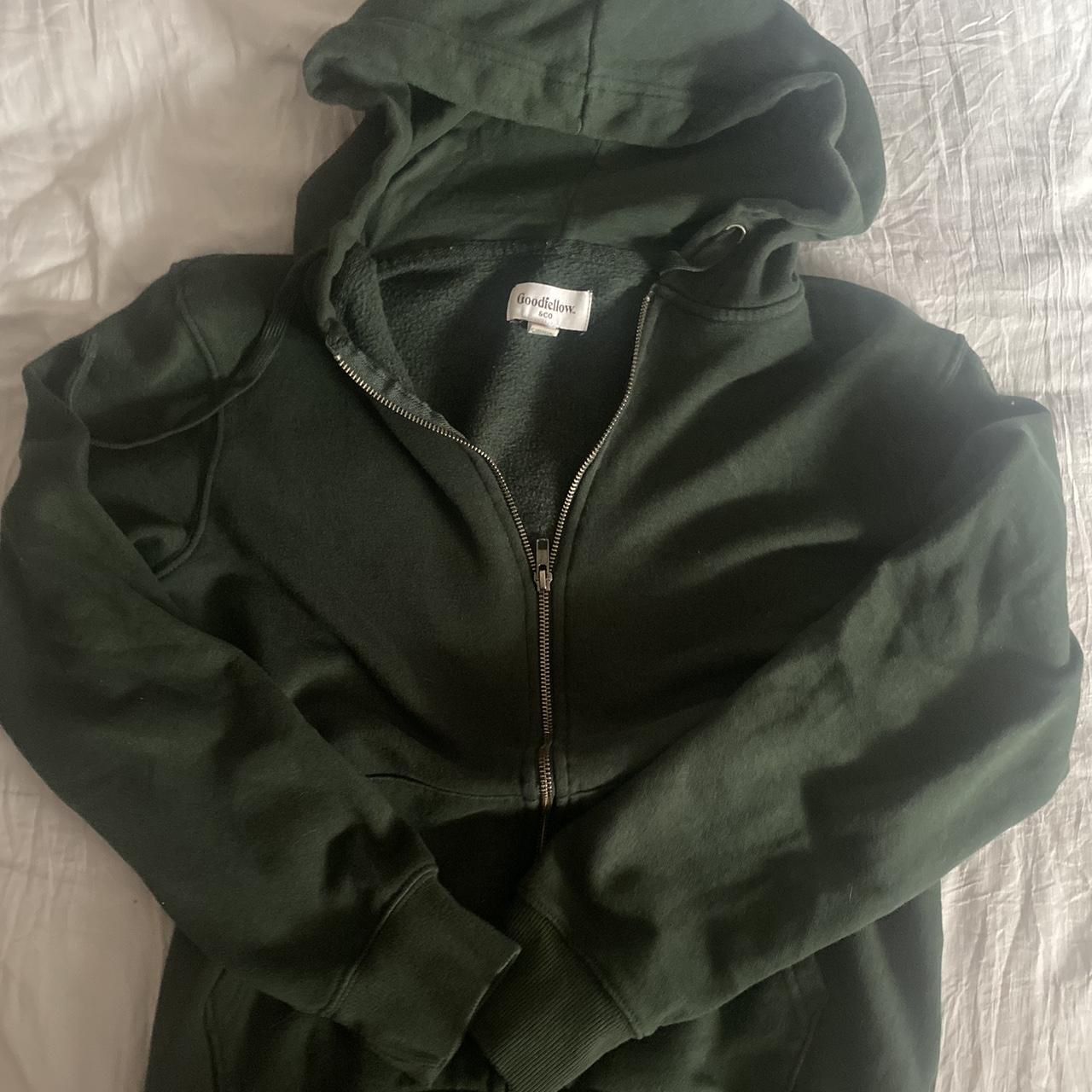 brandy melville dupe dark green zip up hoodie Depop