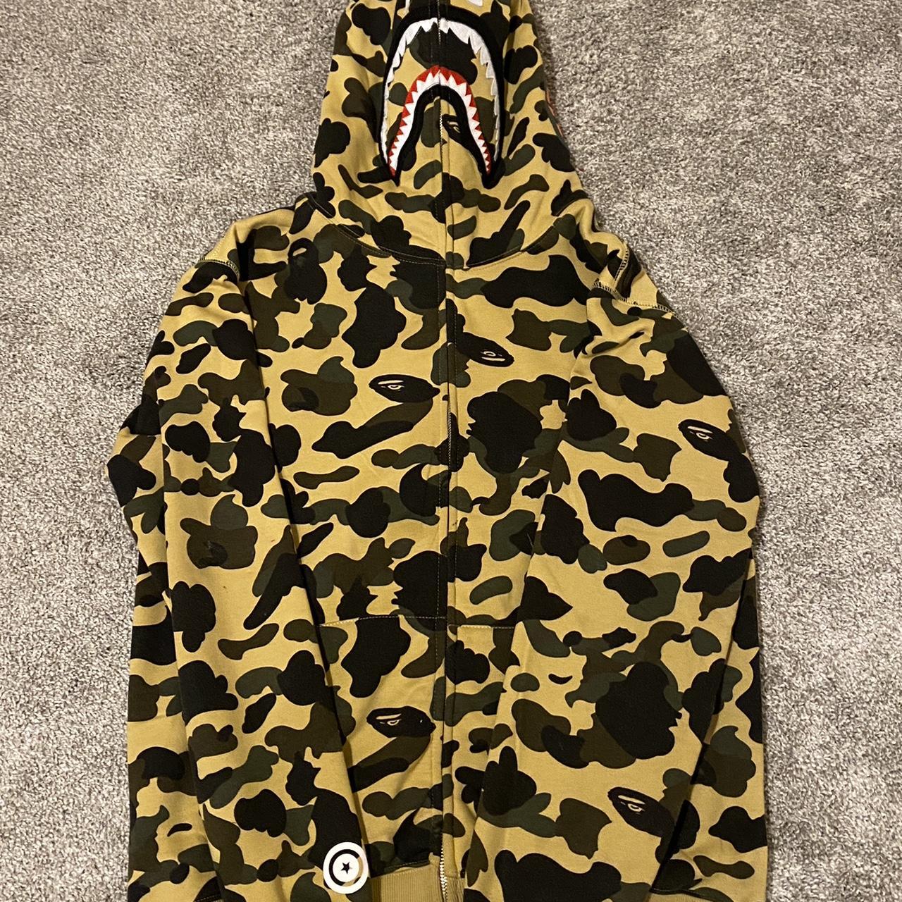 bape hoodie yellow Depop