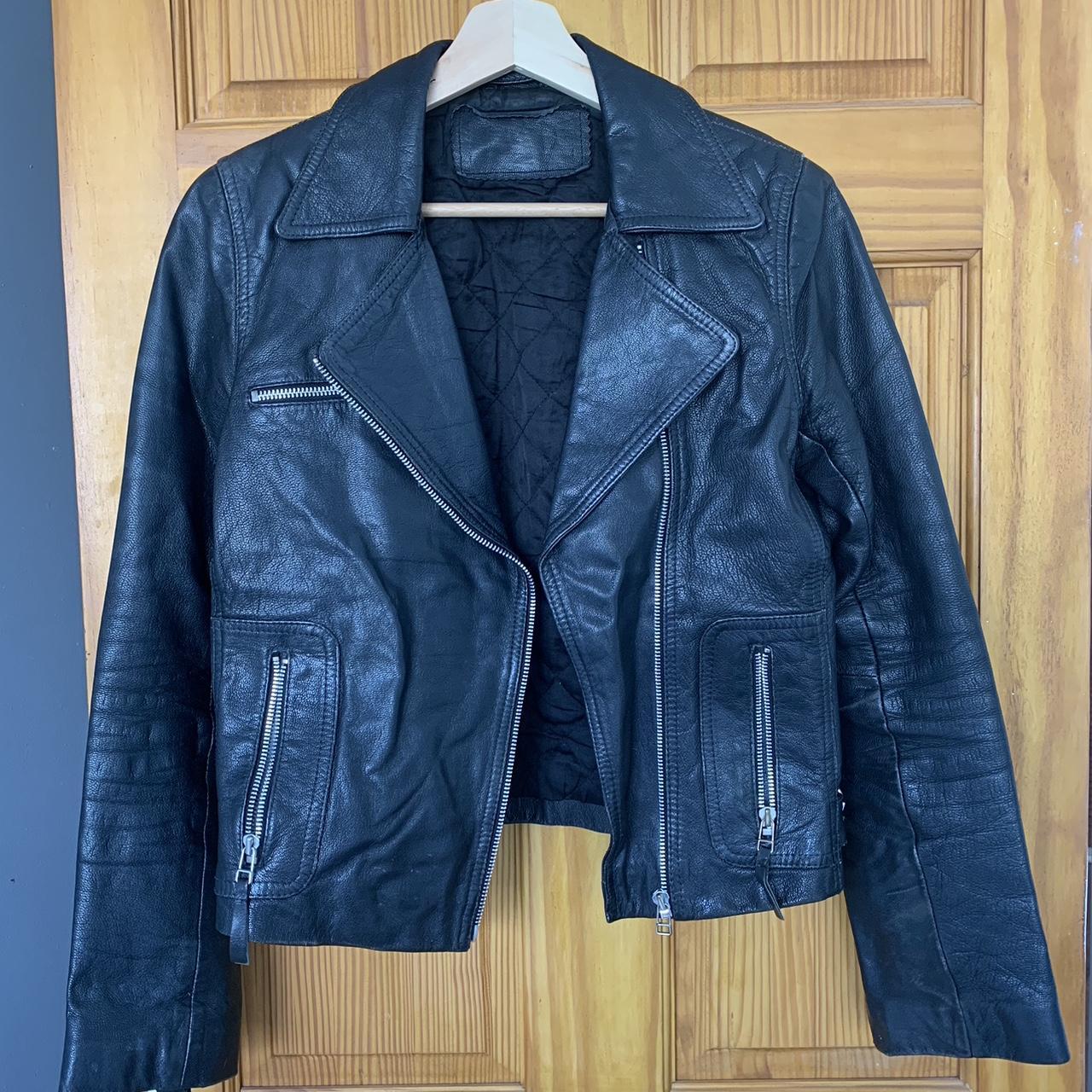 Vintage Black Leather Jacket. No tags but around... - Depop