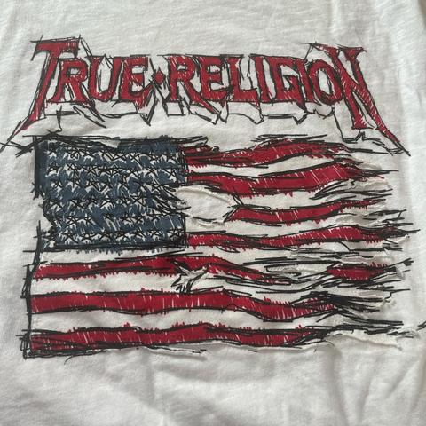 true religion official american flag graphic 2002... - Depop