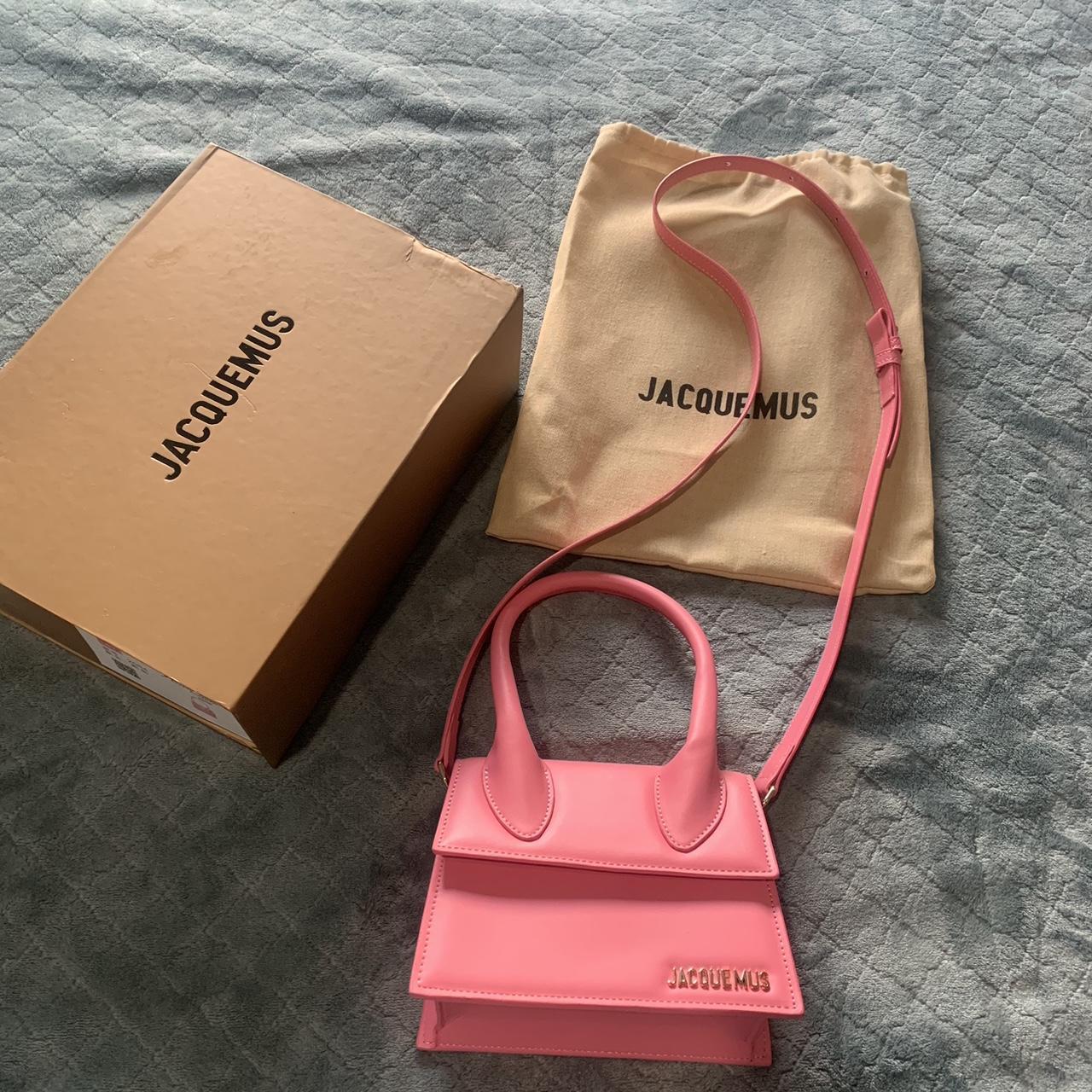 Pink Jacquemus bag with dust bag and box Depop
