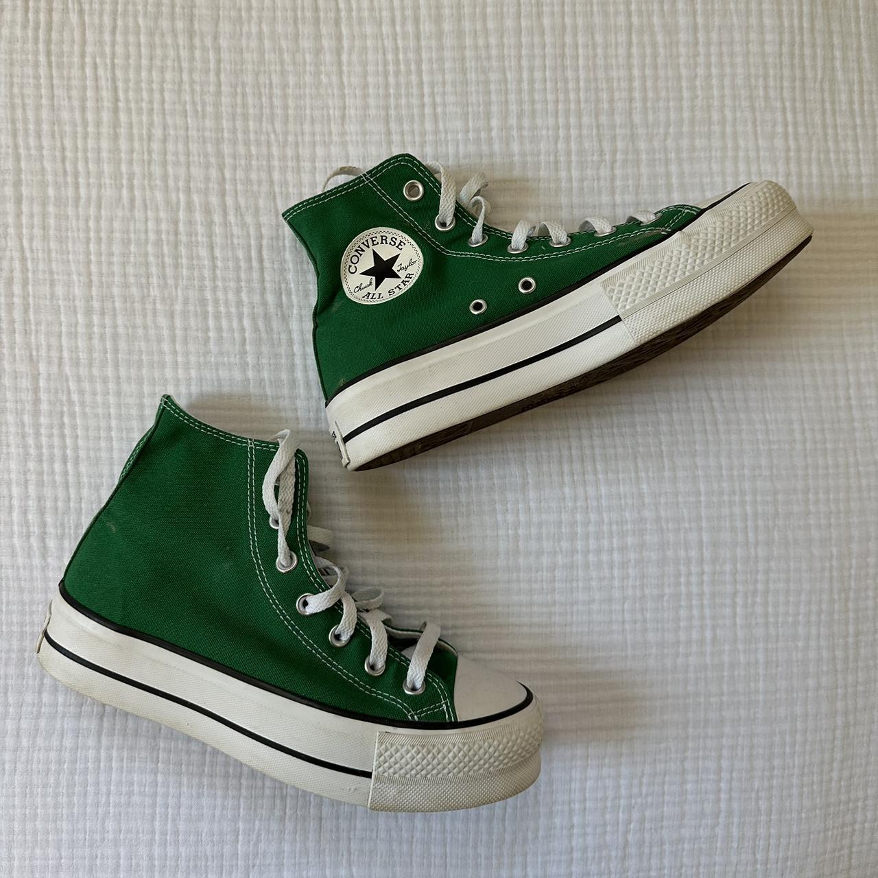 Green HighTop Converse ** see pictures for flaws -... - Depop