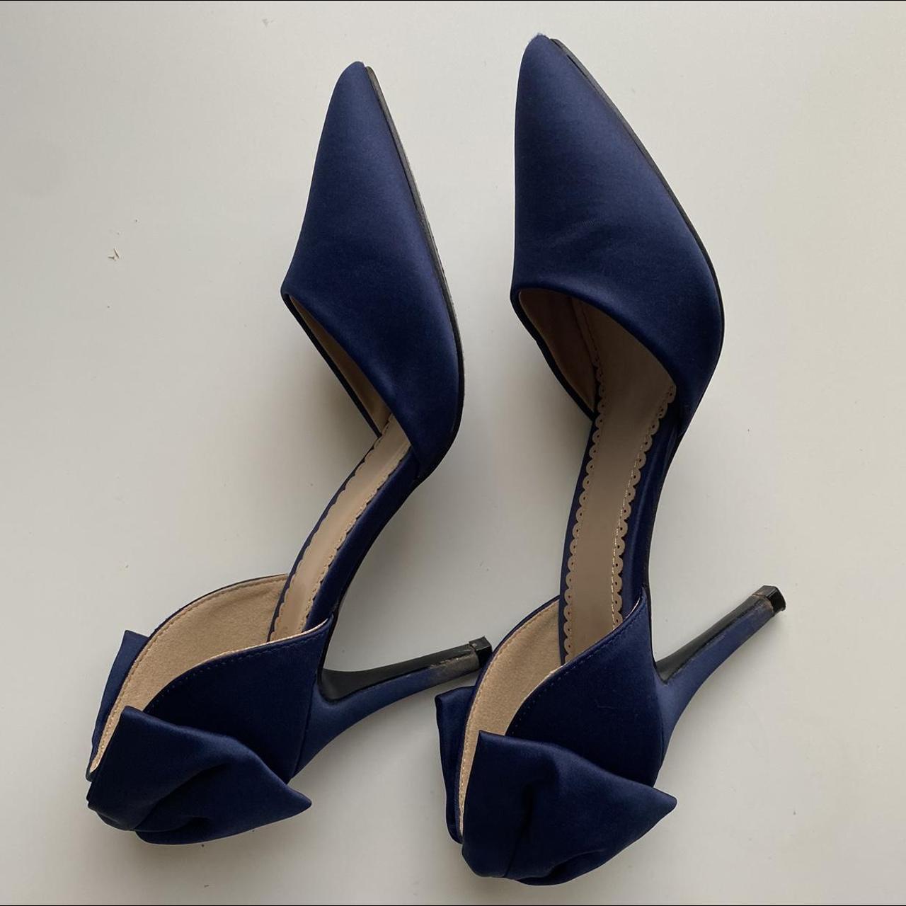 navy blue satin heels