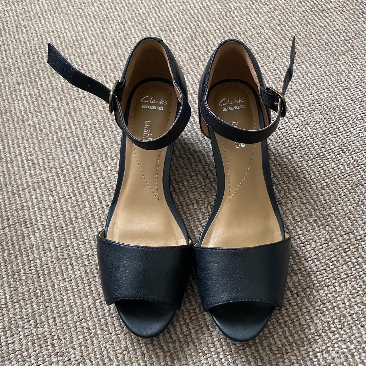 Clarks Wedge Black Sandals Uk Un Tallara Ivy Womens Wide Fit Wedge