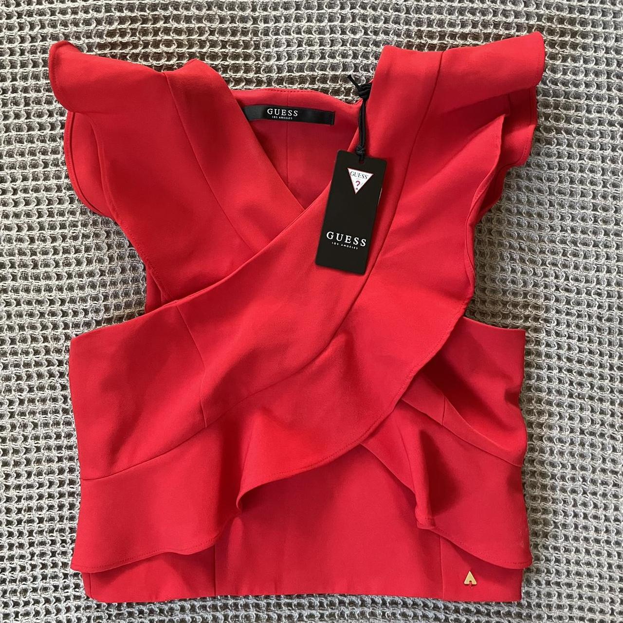 NWT Guess Red Top Guess Red Crop Top with Criss. Depop