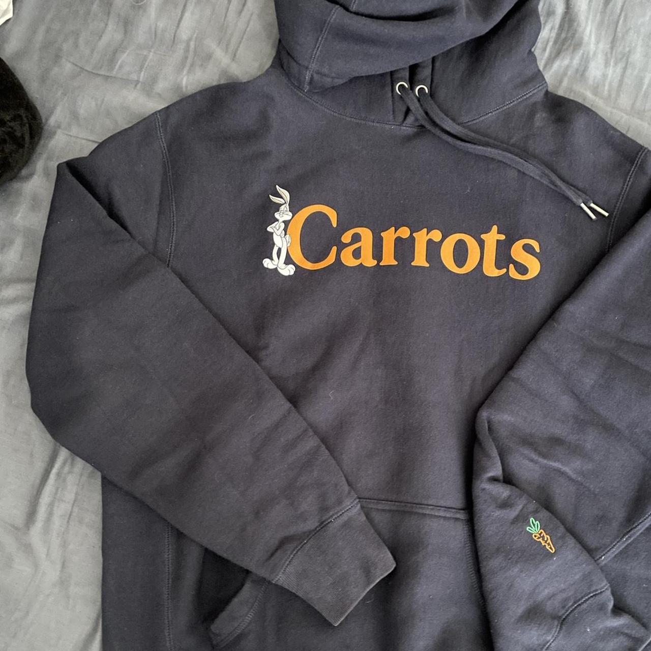 Carrots by Anwar Carrots Men's Navy and Orange Hoodie Depop