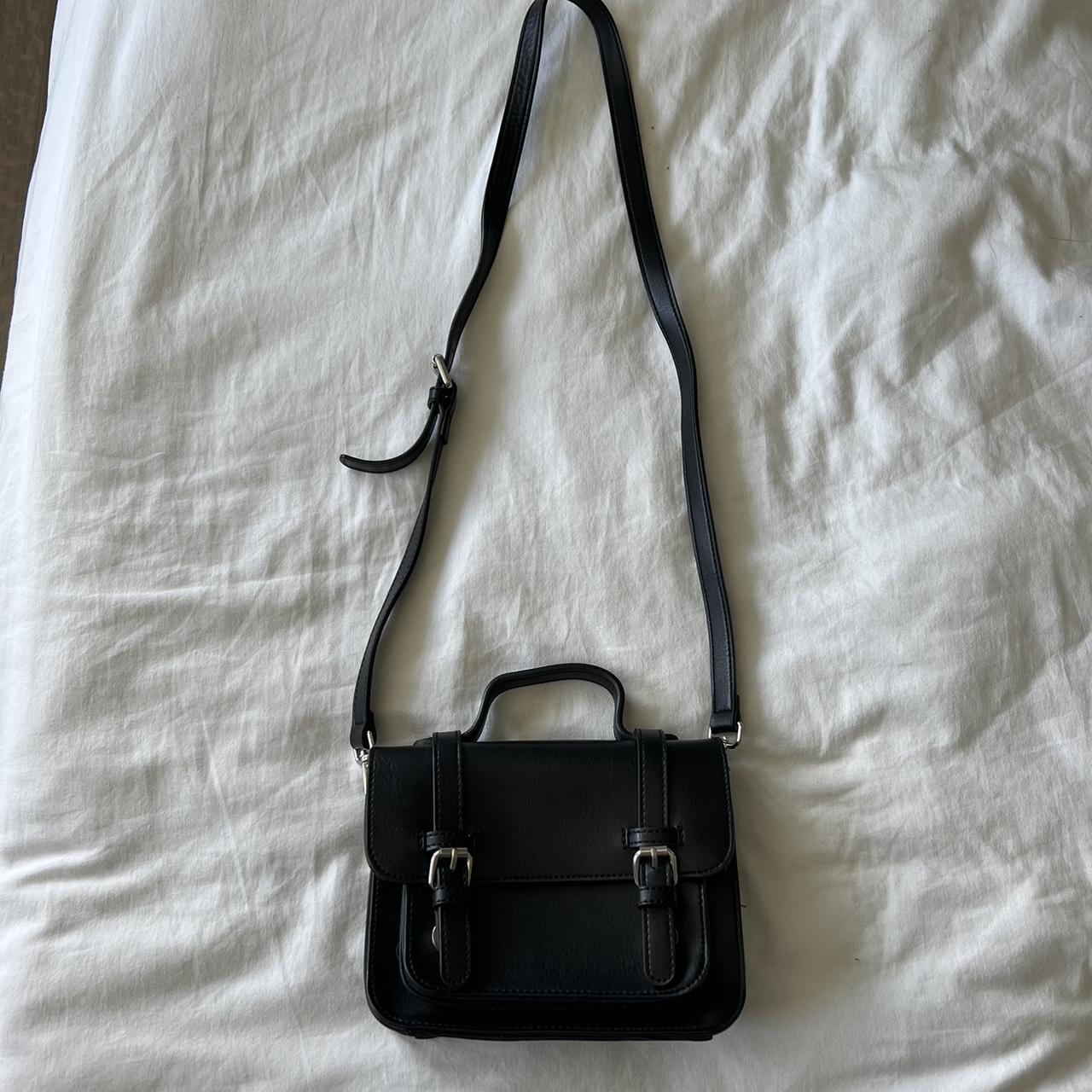 Brandy Melville black pleather buckle bag -goes... - Depop