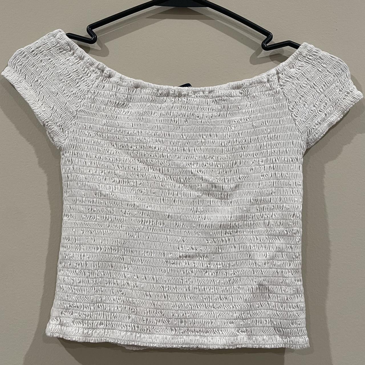 brandy melville white cropped off the shoulder top - Depop